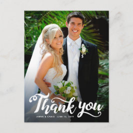 Cartão Postal Agradecimento de Casamento | Branco Script Sobre F