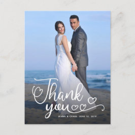 Cartão Postal Agradecimento de Casamento | Branco Script Sobre F