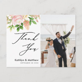 Cartão Postal Agradecimento de casamento com foto de verdejante 