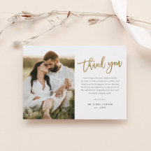 Agradecimento de Casamento com Foto e Letra Dourad