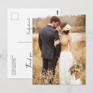 Cartão Postal Agradecimento de Casamento com Foto Moderna