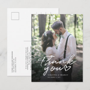 Cartão Postal Agradecimento de casamento com foto moderna e letr