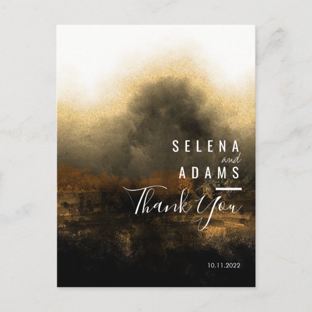 Cartão Postal Agradecimento de Casamento com Tipografia Abstrata (Frente)