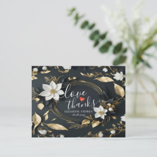 Cartão Postal Agradecimento de Casamento de Coroa Floral Preta B