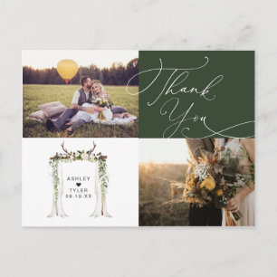 Cartão Postal Agradecimento de Casamento de Foto com Letra à Mão