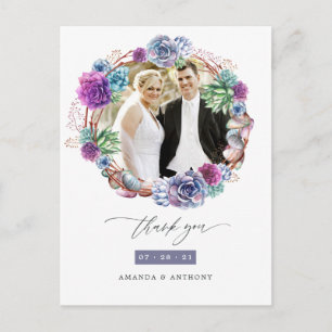 Cartão Postal Agradecimento de Casamento de Suculentas do Desert