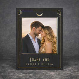 Cartão Postal Agradecimento de casamento em preto dourado Art De