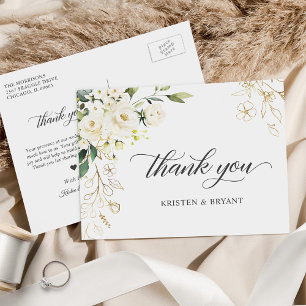 Cartão Postal Agradecimento de Casamento Floral Jardim Roteiro C