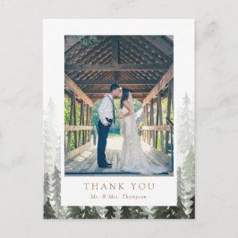 Cartão Postal Agradecimento de Casamento Floresta de Pinheiros