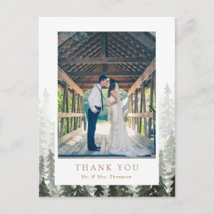 Cartão Postal Agradecimento de Casamento Floresta de Pinheiros
