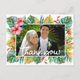 Cartão Postal Agradecimento de Casamento | Foto com Borda Tropic
