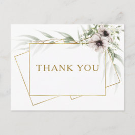 Cartão Postal Agradecimento de casamento geométrico dourado de e