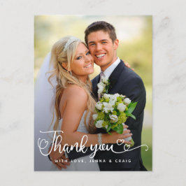 Cartão Postal Agradecimento de Casamento | Letra Manuscrita Sobr