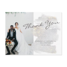 Agradecimento de Casamento Prateado-Cinza com Toqu