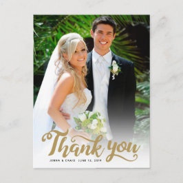 Cartão Postal Agradecimento de Casamento | Roteiro Dourado Sobre