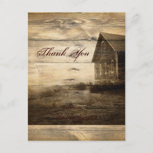 Cartão Postal Agradecimento de casamento rústico de madeira de c