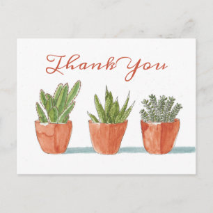 Cartão Postal Agradecimento de Endereço de Retorno de Cacto Boho