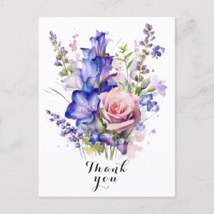 Cartão Postal Agradecimento de Flor de Aquarela