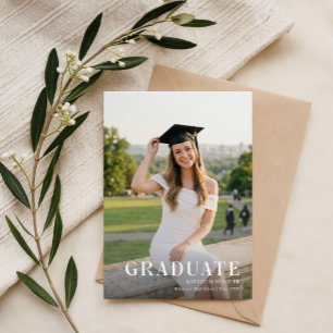 Cartão Postal Agradecimento de Formatura com Laço Preto Foto Mod