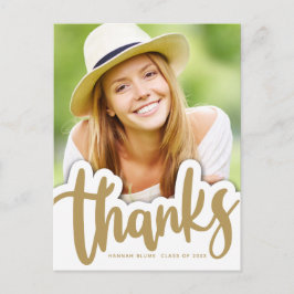 Cartão Postal Agradecimento de Formatura | Design Manuscrito Sob