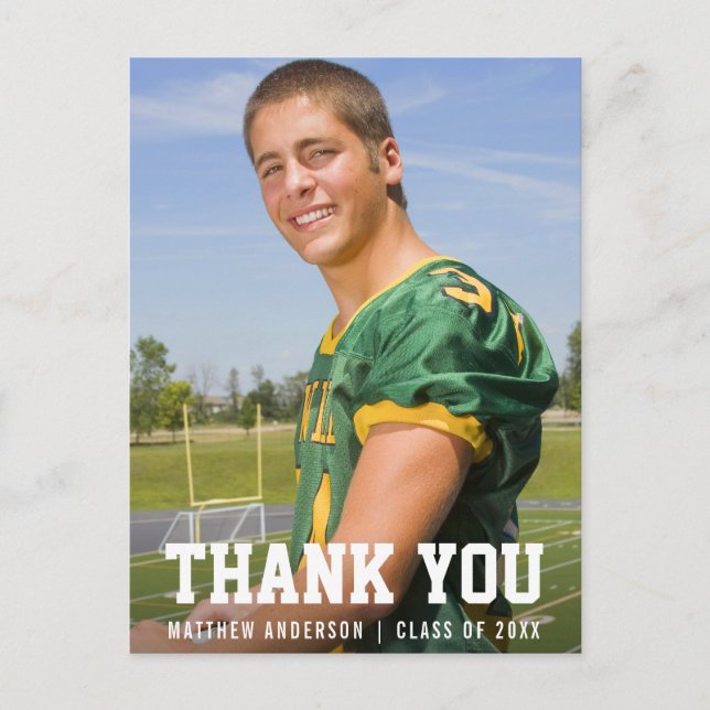 Cartão Postal Agradecimento de Formatura Esportivo Moderno (Vers (Frente)