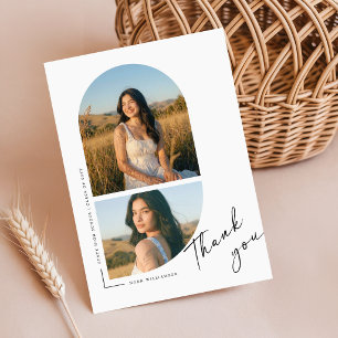 Cartão Postal Agradecimento de Formatura Preto e Branco Foto Ele