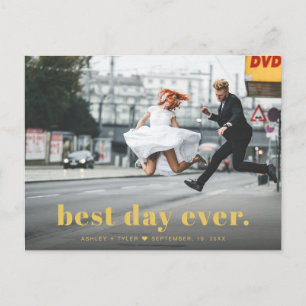 Cartão Postal Agradecimento de Foto de Casamento com Tipografia 