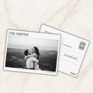 Cartão Postal Agradecimento de Foto de Casamento Editorial Elega