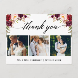 Cartão Postal Agradecimento de Foto de Casamento em Caligrafia B