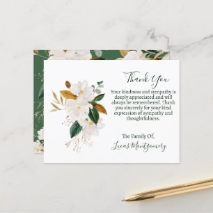 Cartão Postal Agradecimento de Funeral Magnólia, Simpatia  