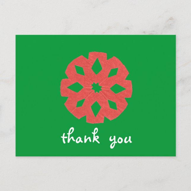Cartão Postal Agradecimento de Natal Snowflake (Frente)