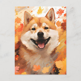 Cartão Postal Agradecimento de outono do Shiba Inu