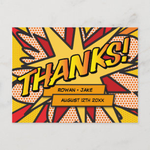 Cartão Postal Agradecimento de Quadrinhos Modernos Divertidos
