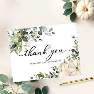 Cartão Postal Agradecimento do Chá de Noiva do Abóbora Verde do