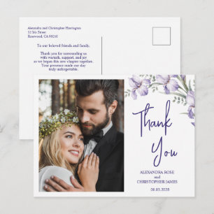 Cartão Postal Agradecimento do Jardim de Íris Aquarela Romântica