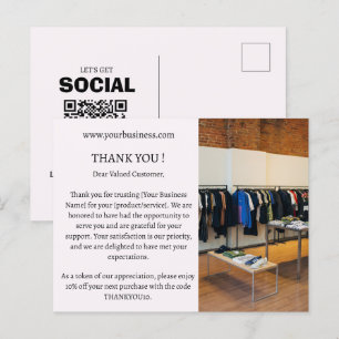 Cartão Postal Agradecimento Empresarial com Orçamento Minimalist