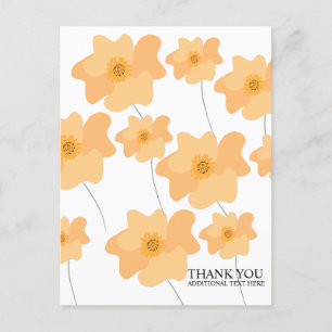 Cartão Postal Agradecimento Floral de Papoula de Pêssego Desenha