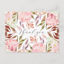 Agradecimento Floral de Peônia Rosa em Aquarela