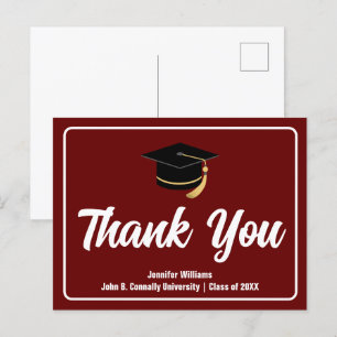 Cartão Postal Agradecimento Personalizado de Formatura Bege e Ma