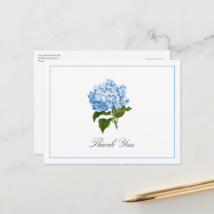 Cartão Postal Agradecimento Tradicional Flor de Hortênsia Azul