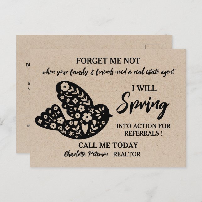 Cartão Postal Agricultura de Primavera de Referência Rustic Kraf (Frente/Verso)