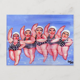 Cartão Postal Água Aeróbica Divas Divertimento Chubby Whimsical
