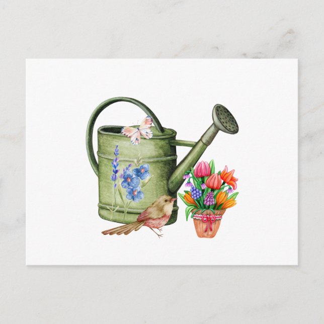 Cartão Postal Água para abeberamento, Flores e Aves (Frente)