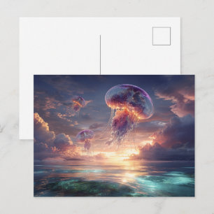 Cartão Postal Água-viva Radiante nos Céus do Pôr do Sol
