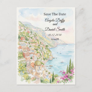 Cartão Postal Aguardar Data Floral Costeira Azul