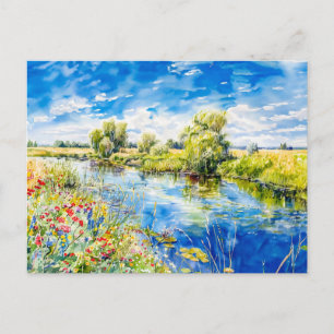 Cartão Postal Águas Tranquilas na Primavera Havelland Aquarela