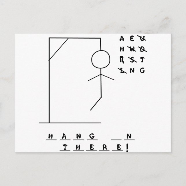 Cartão Postal "Aguente Lá!" Jogo Hangman (Frente)