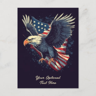 Cartão Postal Águia Americana de Texto Personalizado