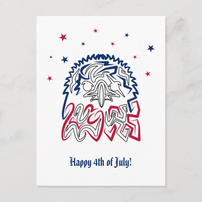 Cartão Postal Águia Americana do Dia da Independência (Frente)