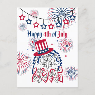 Cartão Postal Águia Americana do Dia da Independência em 4 de ju